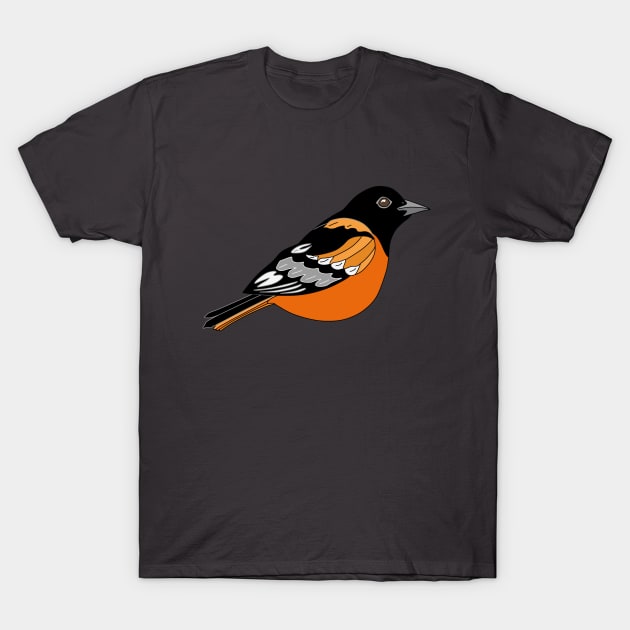 Orange and Black Baltimore Oriole Bird T-Shirt by NaturalDesign